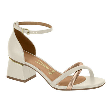 Vizzano 6428-131 Low Heel Sandal in Off White / Rose Gold